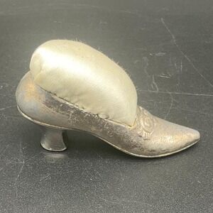 Antique Victorian Shoe Pin‎ Cushion Cast Metal Sewing Room Decor Curio